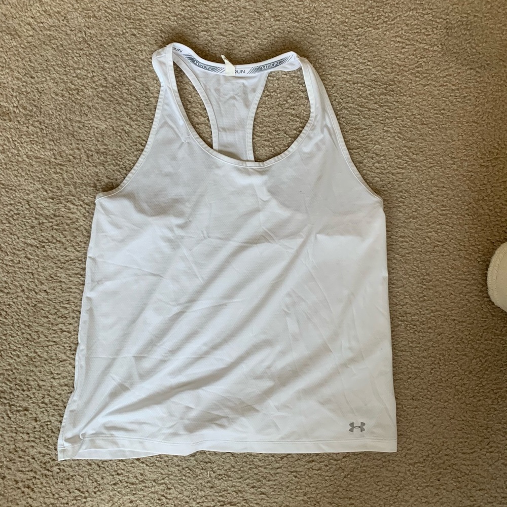 White under armor tank top